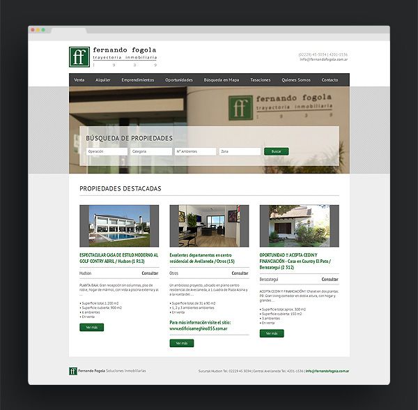 web - Fernando Fogola: DiseÃ±o sitio responsivo para inmobiliarias con administrador de contenido